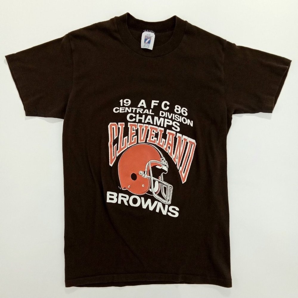 Vintage 1986 Cleveland Browns AFC Champs Logo 7 T Shirt Size M NFL Brown